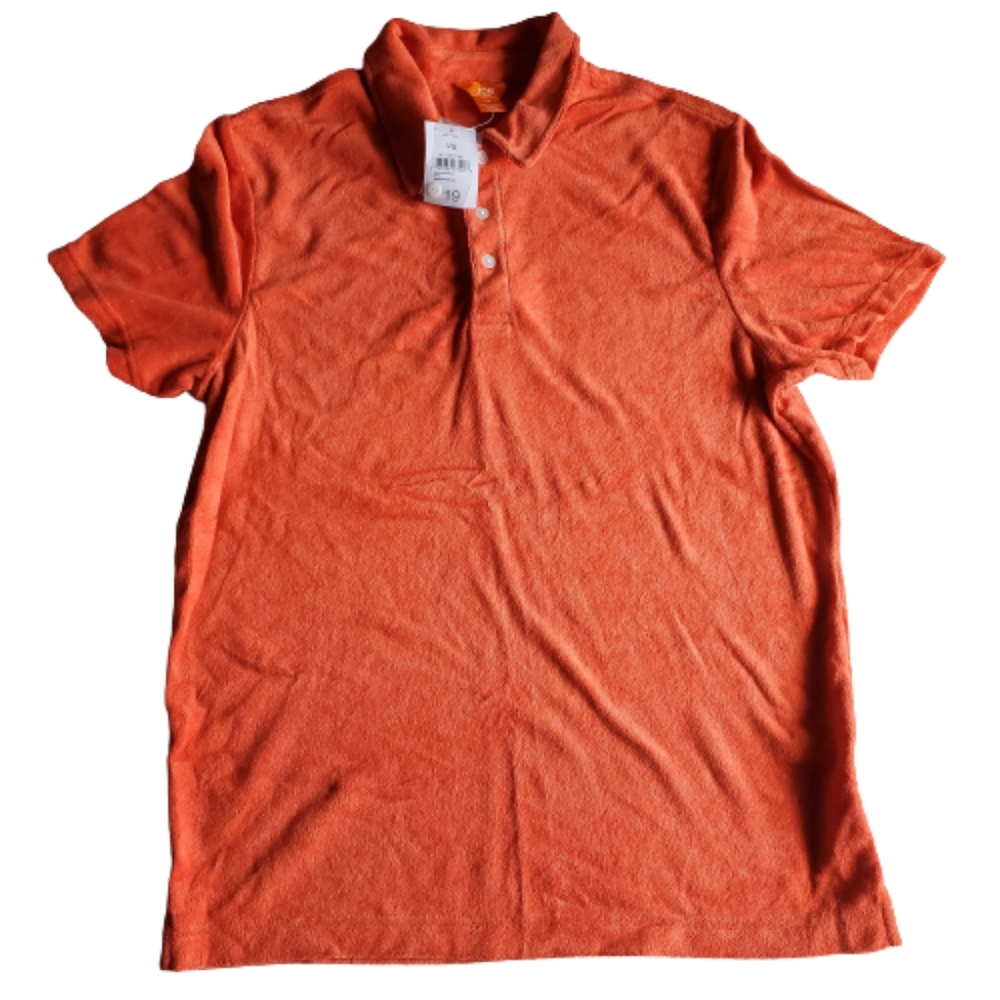 Joe Fresh Men's Terry Polo Short Sleeve, Orange, L